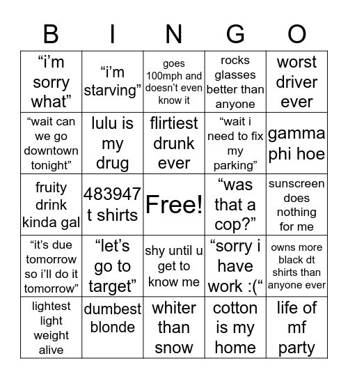 megan :) Bingo Card