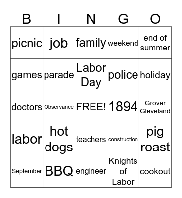 Berger Bingo Card