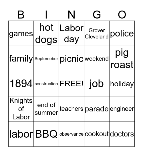 Berger Bingo Card