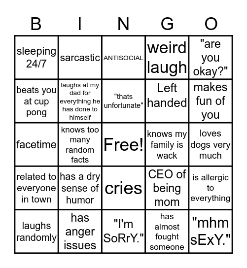 Linda's Bingo Card