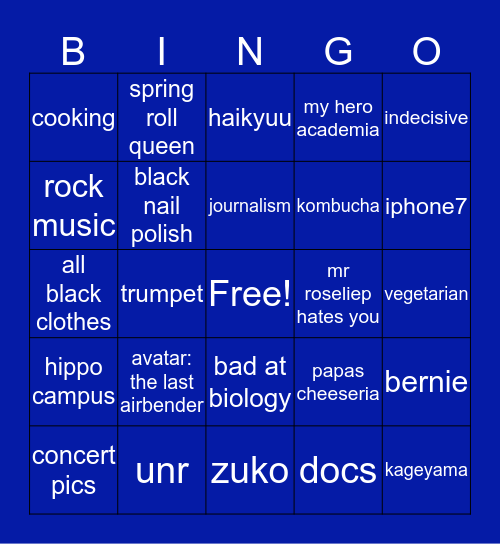 Adelynn Bingo Card