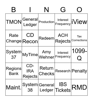 EVERGREEN Bingo Card