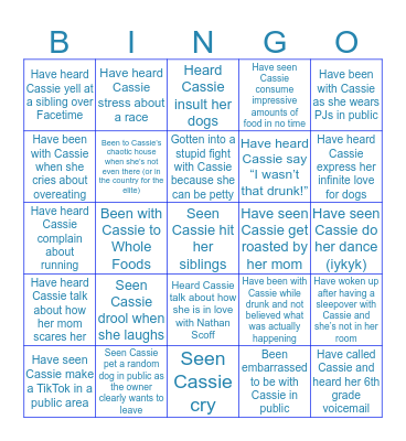 Cassie’s Bingo🥳🐶🌈🌎 Bingo Card