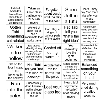 Paradosi Bingo Card