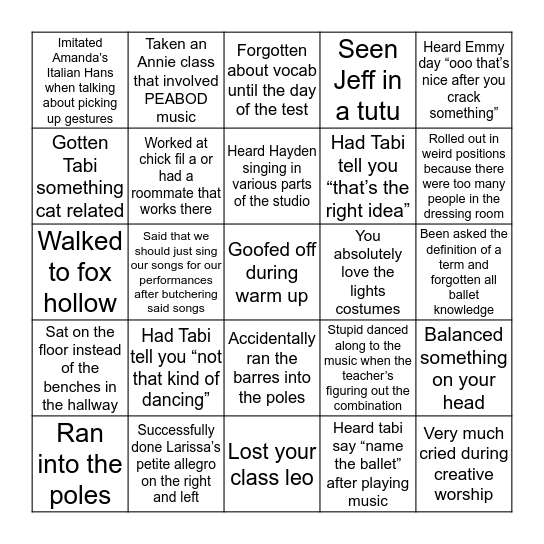 Paradosi Bingo Card