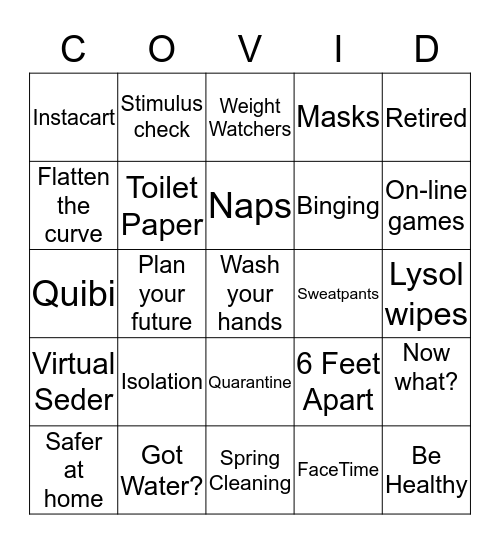 Covid BINGO Card