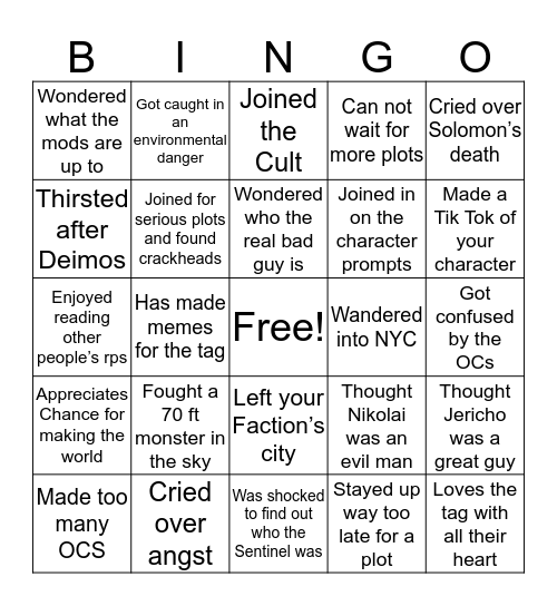 Modern Alchemy Bingo Card