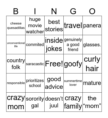 r u & hannah alike? Bingo Card