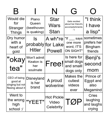 Madie B Bingo Card