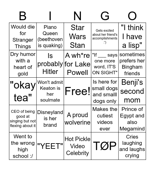 Madie B Bingo Card