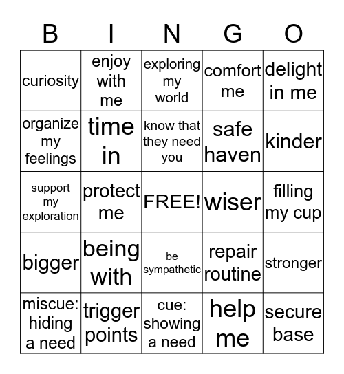 Circle of Security Bingo Card