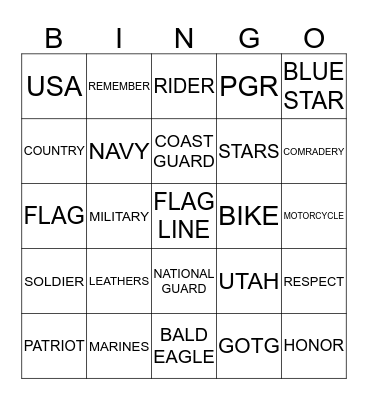 2014 UTAH GOTG BINGO Card