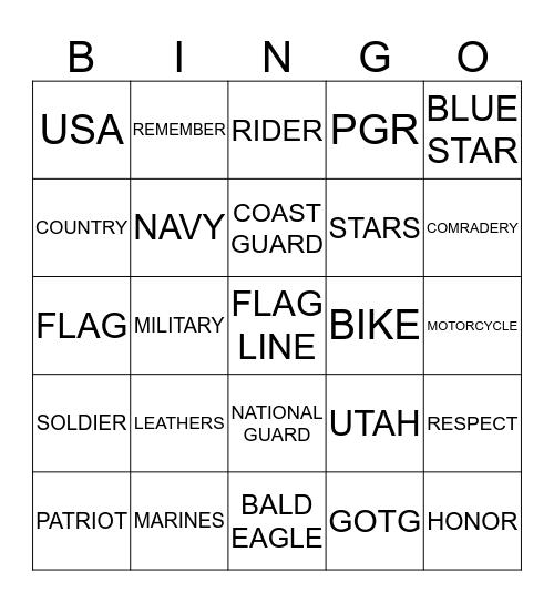 2014 UTAH GOTG BINGO Card