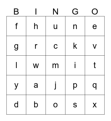 Alphabet Bingo!  Bingo Card