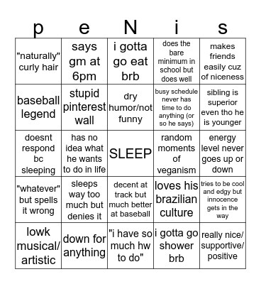 jonathan Bingo Card