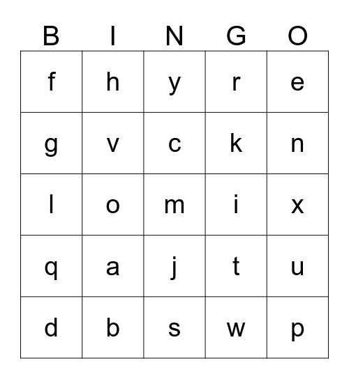Alphabet Bingo!  Bingo Card
