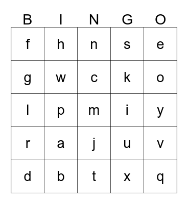 Alphabet Bingo!  Bingo Card