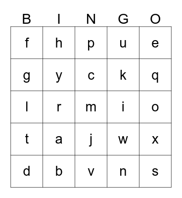 Alphabet Bingo!  Bingo Card