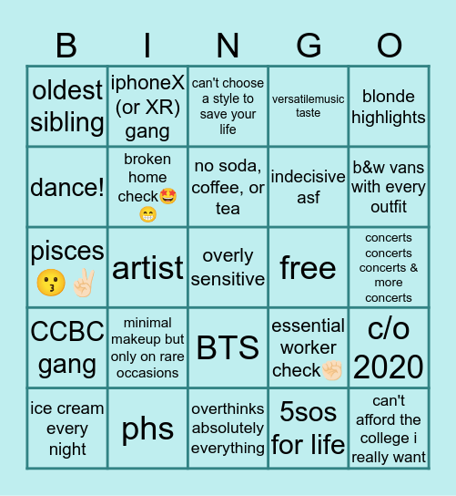 SARA MEGAN Bingo Card
