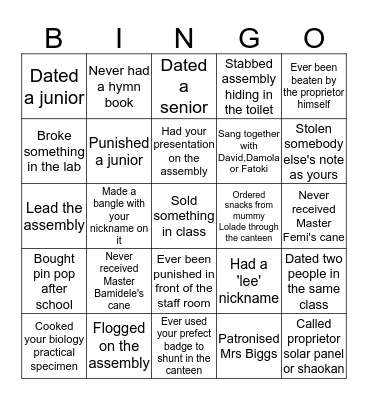 RIS Bingo Card
