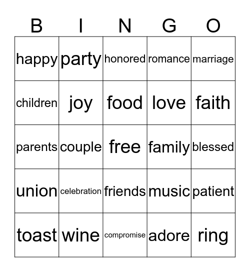 Anniversary Bingo Card