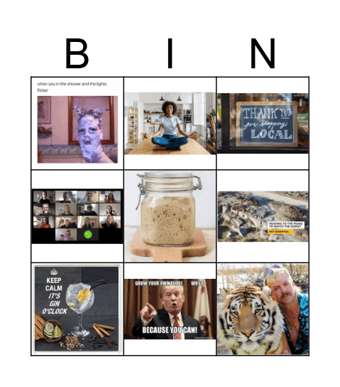 Middle Class Self Isolation Bingo Card