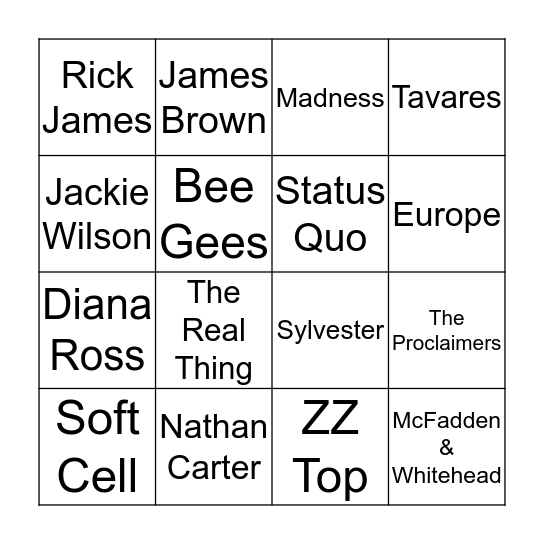 Artist (24) Bingo Card