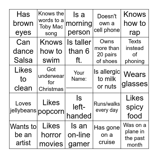 Get-to-Know-You BINGO Card