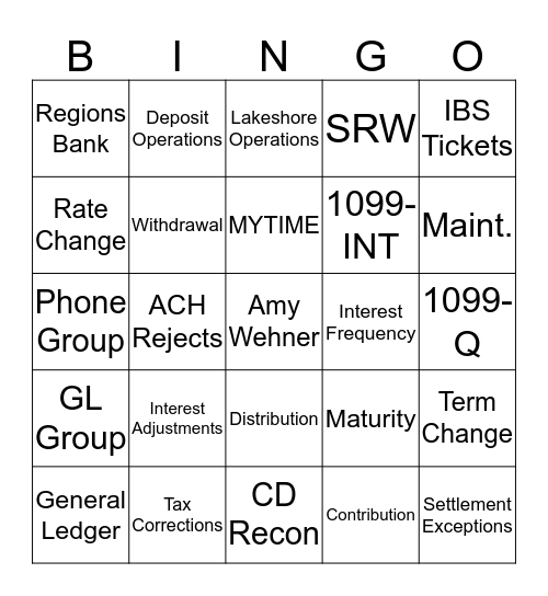 EVERGREEN Bingo Card