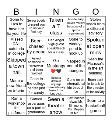 Colorado Academy Bingo Card