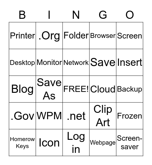 Computer Technology Bingo Card