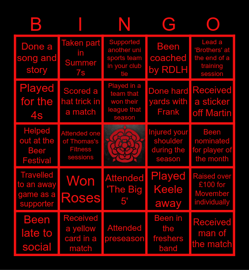 LURUFC Bingo Card