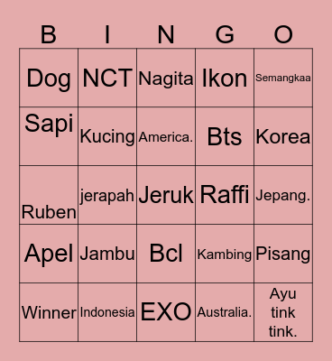 Bingonya Ayana. ✨ Bingo Card