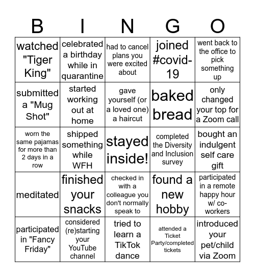 Wealthsimple (Social Distancing Edition) Bingo Card