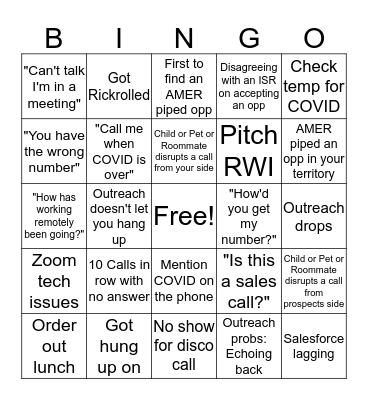 Pessimistic Bingo Card