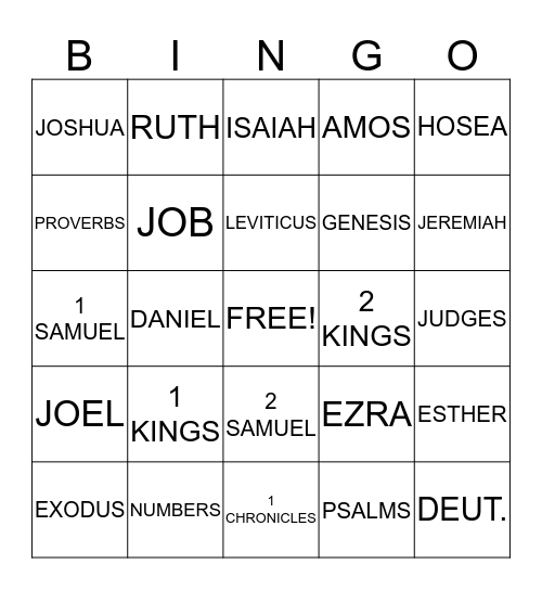 Books of the Bible Bingo Card