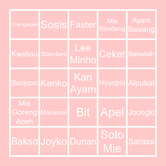 🌷 Bingo Card