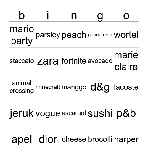 virla Bingo Card