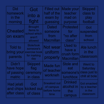 MACMILLAN ACADEMY Bingo Card