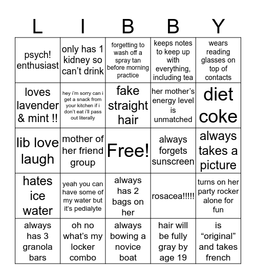 Libby’s Bingo Card