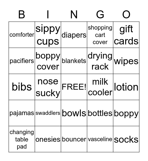 Baby Bingo Card