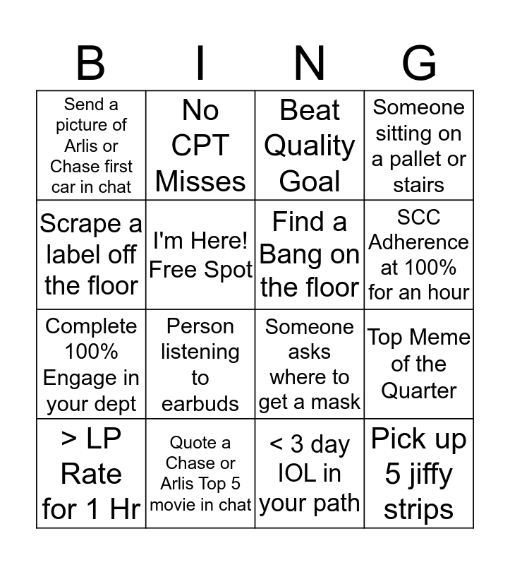 That Bingo Life, Part 2 Bingo Card