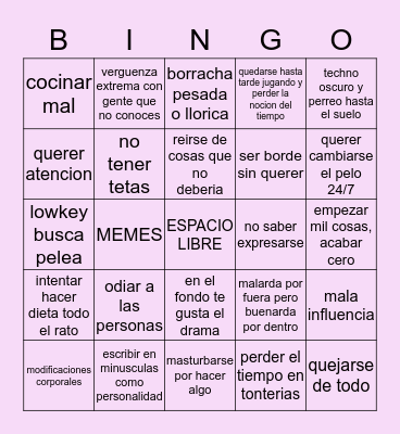 BINGO DE KRIZIA Bingo Card