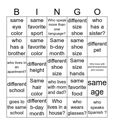 Room One: Awareness of Diversity Bingo Card