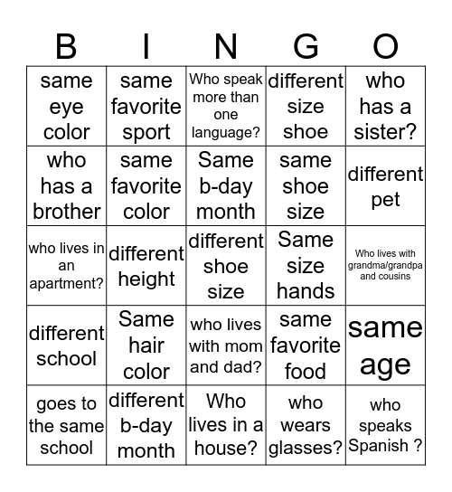 Room One: Awareness of Diversity Bingo Card