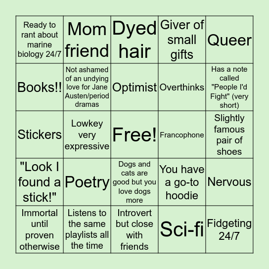 Julia's Bingo Card