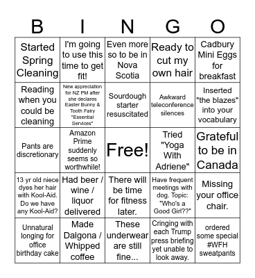 MALCOLM'S #WFH ISOLATION BINGO Card