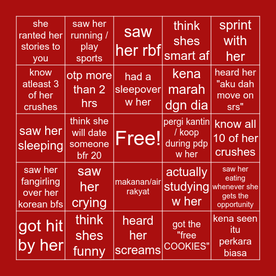 M A R Y A M ' s   B I N G O ! Bingo Card