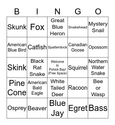 I SPY Bingo! at Pohick Bay Regional Park Bingo Card