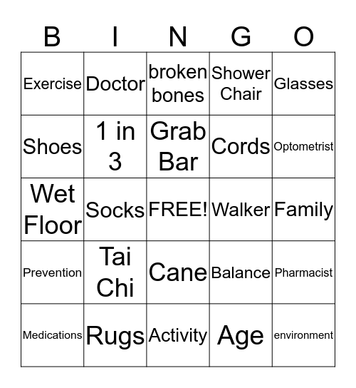 Falls Bingo Card